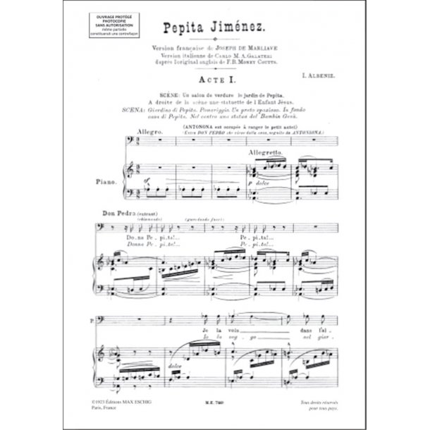 Pepita Jimenez Chant/Piano (Fr/Ita)